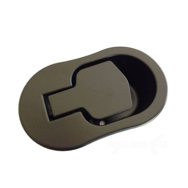 Recliner handle black metal oval shape with 6mm barrel H1311