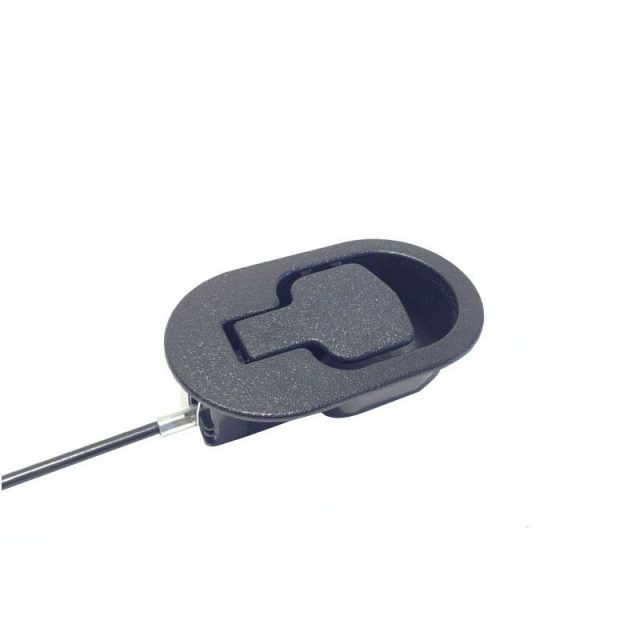 Black plastic recliner release cable in oval shape