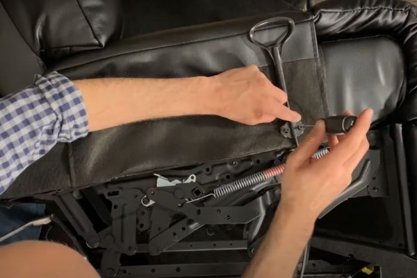 showing how to replace a D pull cable on a manual recliner